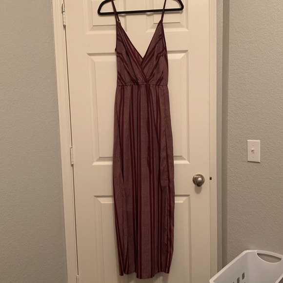 Band of Gypsies Burgundy Striped Jumpsuit - Picture 2 of 4